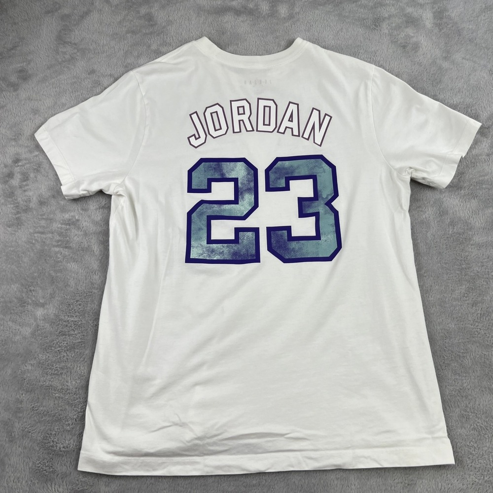 Jordan Jumpman 23 Graphic T-Shirt L White Men Basketball Streetwear Tee 2 Sided - Picture 5 of 8